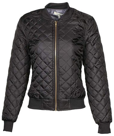 9 Crowns AG Womens Quilted Bomber Jacket Essentials-Black-Medium at Amazon Women's Coats Shop