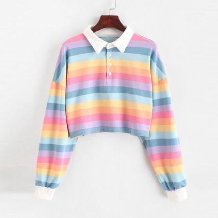 Kidcore Aesthetic Long Sleeve Rainbow Sweatshirt |