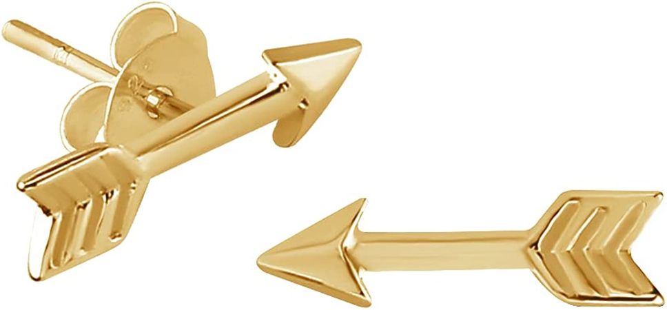 Amazon.com: PVD Coated Yellow Gold Sterling Silver XS Tiny Arrow Stud Earrings: Clothing, Shoes & Jewelry