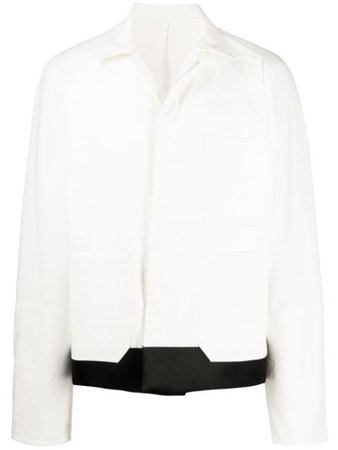 White Haider Ackermann contrast hem silk shirt jacket - Farfetch