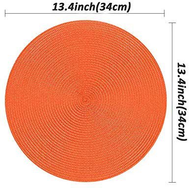 Amazon.com: Homcomoda Round Placemats Set of 6 Heat Resistant Round Braided Woven Place Mats for Dining/Kitchen Table Orange Table Mats 15": Home & Kitchen