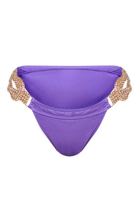 Purple Diamante Jewel Bikini Bottom | PrettyLittleThing USA