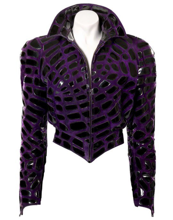 purple leather jacket from the mugler fw88 collection