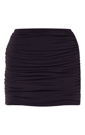 Black Contour Jersey Ruched Mini Skirt