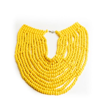 Yellow statement ethnic beaded necklace