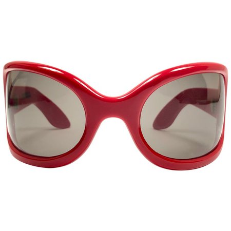 Ultra Rare Vintage Oliver Goldsmith Yuhu Candy Red Oversized 1966 Sunglasses For Sale at 1stDibs