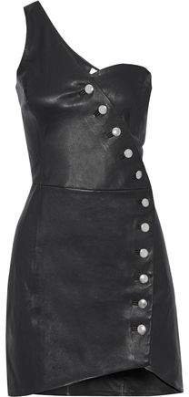 Clemay One-shoulder Leather Mini Dress
