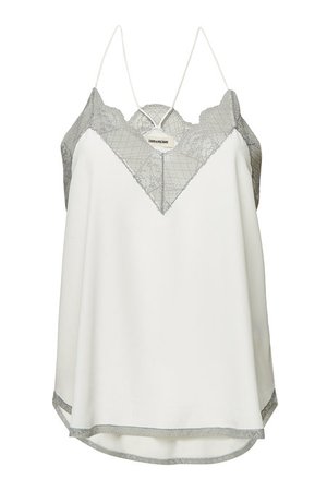 Zadig & Voltaire - Christy Silk Camisole with Lace - white