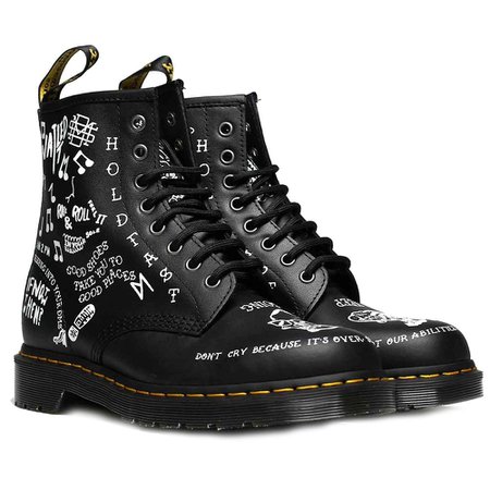Dr Martens 1460 Scribble Unisex Leather Ankle Boots - Black/White