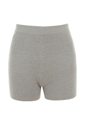 Clothing : Loungewear : 'Grounded' Grey Knit High Waist Shorts