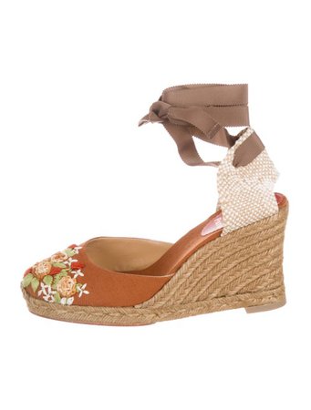 Christian Louboutin Embroidered Wedge Espadrilles - Shoes - CHT117519 | The RealReal