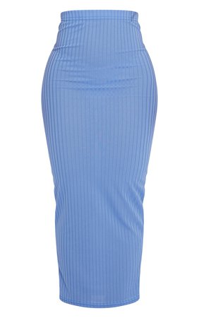 Dusty Blue Rib Bodycon Maxi Skirt | PrettyLittleThing USA