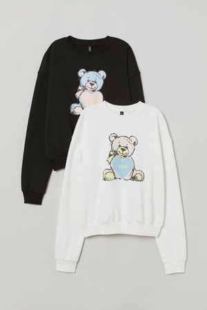 2-pack Best-friend Sweatshirts - Black/white - Ladies | H&M US