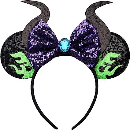 Amazon.com: Maleficent Minnie Ears Headband, RAZKO Sequin Halloween Mickey Ears Headband Mouse ears Headband for Women Girls Hair Accessories, Pick Your Color(Flaming Maleficent) : Beauty & Personal Care