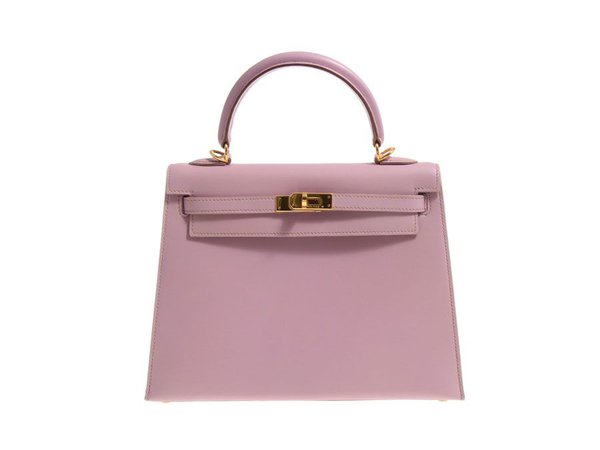 Hermés, Lilac Kelly 25cm bag box nepal leather with gold hardware