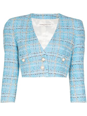Alessandra Rich pearl-embellished Cropped Tweed Jacket - Farfetch