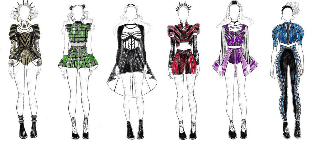 Six the Musical - Outfit Sketches 1