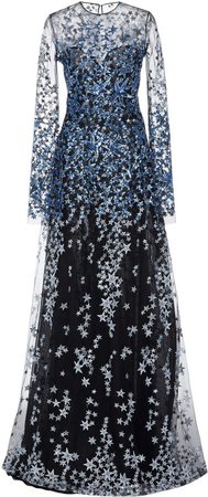Sequined-Embroidered Mesh Gown