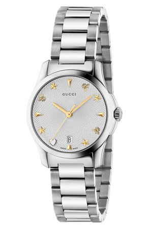 G-Timeless Bracelet Watch, 27mm, Main, color, SILVER