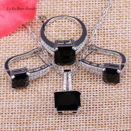 Precious red garnet white CZ silver jewelry sets earrings pendant ring size 6/7/8/9/10 S0155-in Jewelry & Accessories from Jewelry & Accessories on Aliexpress.com | Alibaba Group