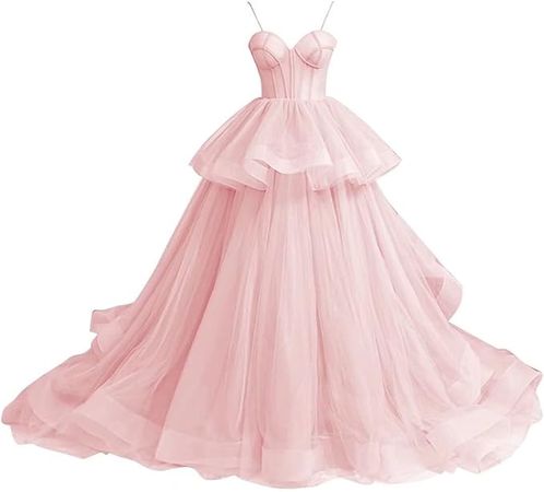 Amazon.com: Tulle Prom Dresses Ball Gown Layered Sweetheart Princess Quinceanera Dress Puffy Formal Evening Gowns Dusty Blue Size 8: Clothing, Shoes & Jewelry