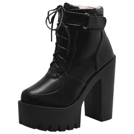 Black Chunky Heel Boots