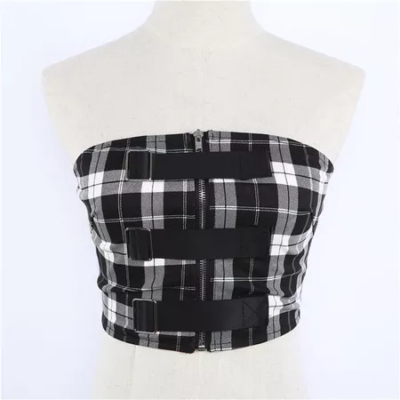 Plaid Strapless Crop top Camis and Wide Leg Pants 2 piece set Women suit Punk Bandage Wrap Tube top Outfit Female Two piece set -in Women's Sets from Women's Clothing on Aliexpress.com | Alibaba Group