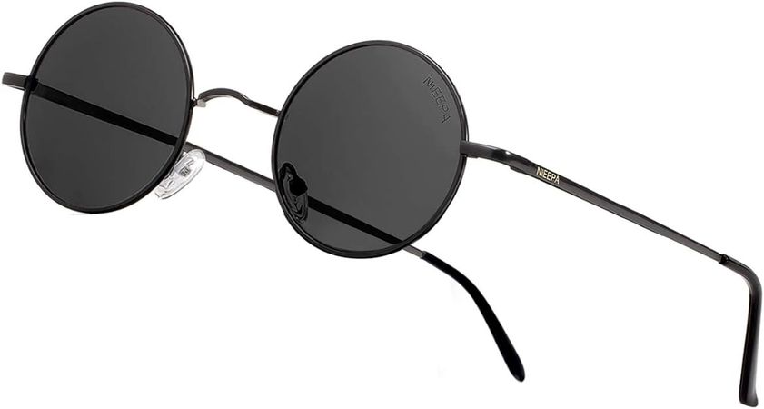 Amazon.com: NIEEPA Vintage Small Round Polarized Hippie Sunglasses for Men Women Circle Sun Glasses NP1002 (Grey Lens/Black Frame) : Clothing, Shoes & Jewelry