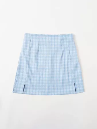 Split Hem Plaid Mini Skirt | SHEIN USA