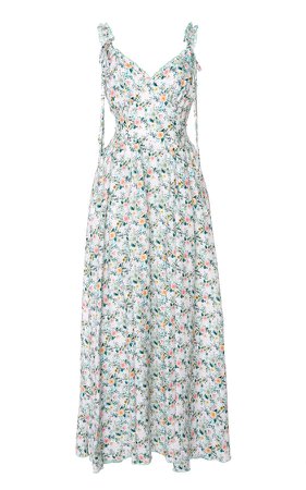 Floral Printed Linen Midi Dress