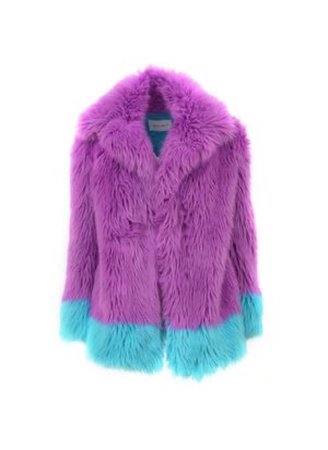 purple blue faux fur jacket coat fun