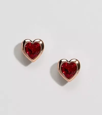Ted Baker Rose Gold Red Crystal Heart Stud Earrings - Gold | ModeSens