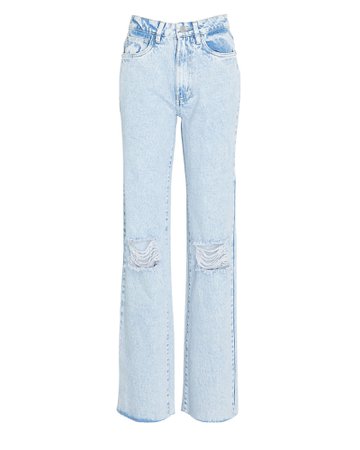 WeWoreWhat Distressed High-Rise Straight-Leg Jeans | INTERMIX®
