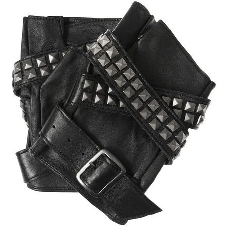 Black Buckle & Stud Fingerless Gloves