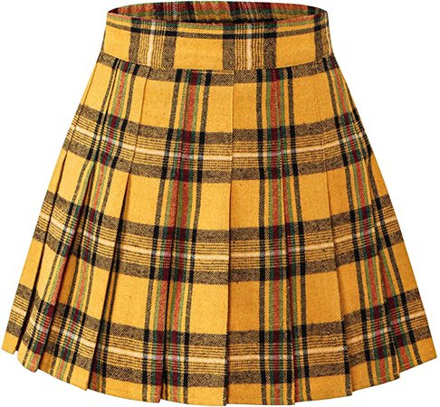 Amazon.com: Women & Girls' Pleated Skirt, High Waist Pleated Skater Tennis School Uniform Skirt for Girls Women, Yellow Plaid, 2-3 Years = Tag 100 : Clothing, Shoes & Jewelry