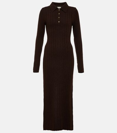 Hans Ribbed Knit Cashmere Maxi Dress in Brown - Khaite | Mytheresa