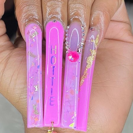 long pink nails