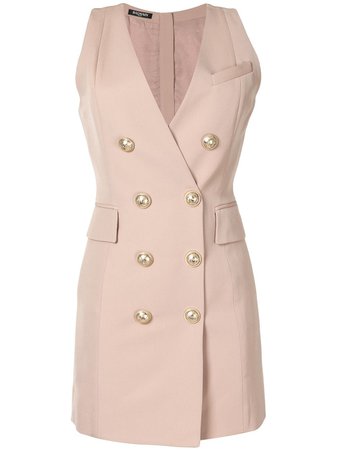 Shop pink Balmain double-breasted tuxedo dress with Express Delivery - Farfetch