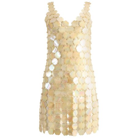 Paco Rabanne plastic petal mini dress For Sale at 1stdibs