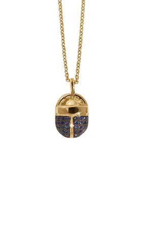 Scarab Pavé Sapphire 18K Yellow Gold Pendant Necklace by Pamela Love | Moda Operandi