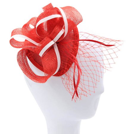 Red Fascinator with White Trim