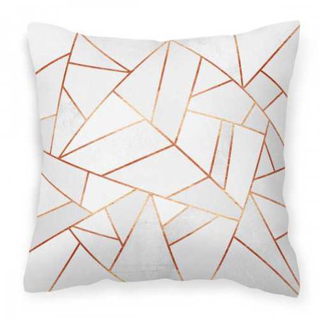 White Stone & Copper Geometric 100% Cotton Cushion - ethical.market