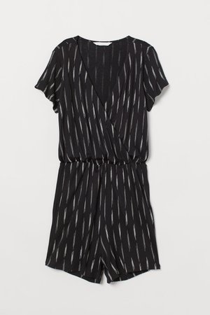 Jersey playsuit - Black/White patterned - Ladies | H&M GB