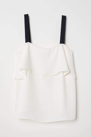 Camisole Top with Flounce - White
