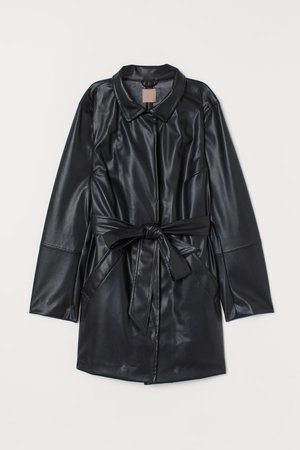H&M+ Faux Leather Coat - Black - Ladies | H&M US