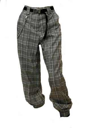 plaid pants with chain