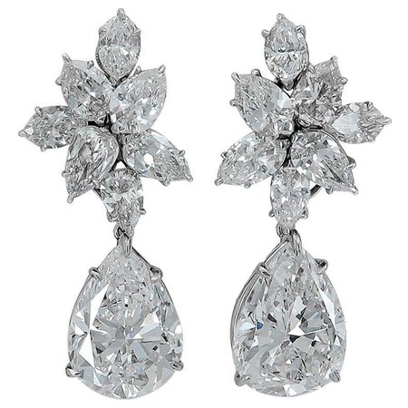 Harry Winston Diamond Cluster Gold Ear Clips For Sale at 1stDibs