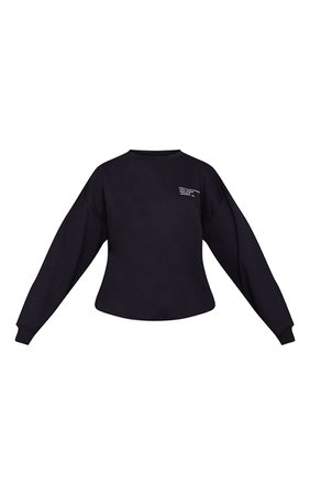 PRETTYLITTLETHING Black Luxe Good Small Print Text Sweat - Sweatshirts - Sweatshirts & Hoodies - Womens Clothing | PrettyLittleThing USA