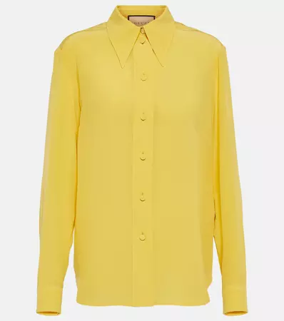 Silk Crepe De Chine Shirt in Yellow - Gucci | Mytheresa