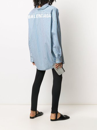 Balenciaga stripe-pattern logo-print Oversize Shirt - Farfetch